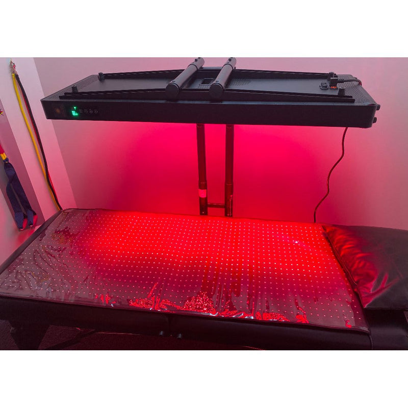 New JuvaMAX 785w Total Body Red Light Therapy Pain Relief Weight Loss Panel with LCD Controls and Over the Bed Stand